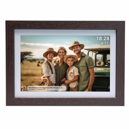 Denver WiFi fotoramme 10,1" med Frameo - mørkt tre