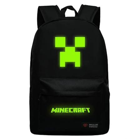 Minecraft Print Unisex Barnryggsäck för Barn Stor Kapacitet Ryggsäck Justerbar Rem Skolväska Black
