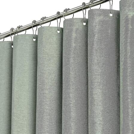 180 X 200 Cm, Sage Green Langt bruseforhæng, hør tekstureret kraftigt stof bruseforhæng sæt med 12 plastik kroge, neutral vandtæt polyester bad