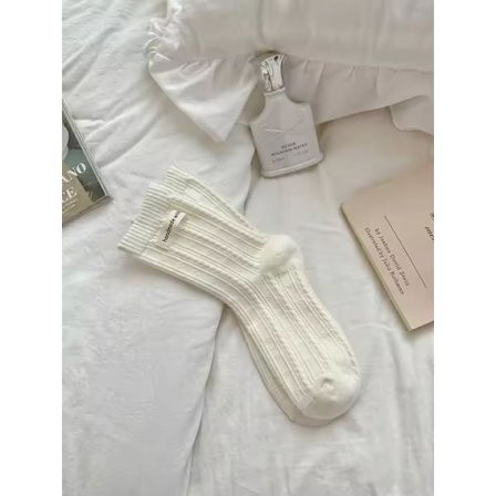 Vita 3 par; Størrelse: 35-39 - 3 par bomullsokker for kvinner, hjerteformede, ensfargede, komfortable for hjemmet, høst, vin