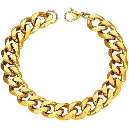 Guldpläterat kubanskt armband för män, 3/6/9/12 mm bredd (skicka presentask)