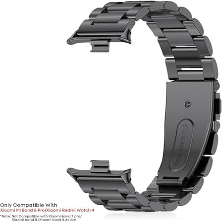 Kompatibel armbånd til Xiaomi Redmi Watch 4/Xiaomi Mi Band 8 Pro, rustfrit stål armbånd, justerbar spænde