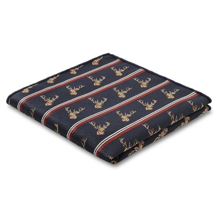 Zoikos | Navy Blue Reindeer Pocket Square for Men - Patterned Pocket Squares
