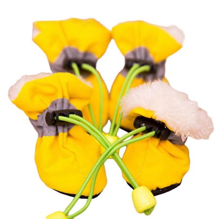 Hundesko Potebeskyttere til Vinter Regnvejrsdag Skridsikre Såler Hvalpestøvle Regnsko med Snørelukning til Udendørs Brug Gul M