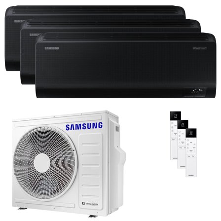 Condizionatore Samsung Windfree Black trial split 7000+9000+12000 BTU inverter A++ wifi unità esterna 6.8 kW