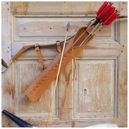 Middelaldersk lær vintage pilkogger bueholder cosplay bueskytter jeger larp rekvisitter steampunk recurve bue jakt skytepose(Brun)