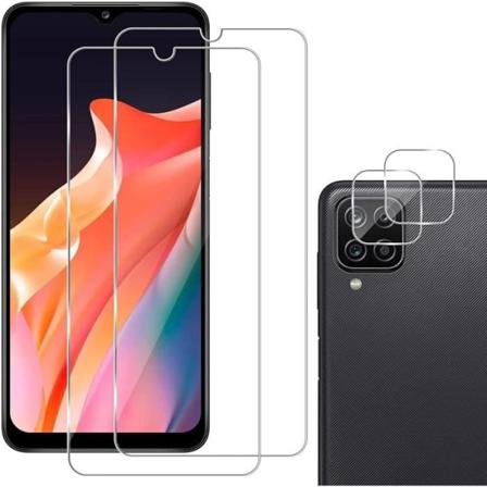 [2 stykker] hærdet glas til Samsung Galaxy A12 + [2 stykker] bagkamerabeskytter 0,33 mm HD klart glasbeskyttelseAnti-Ray 818 -
