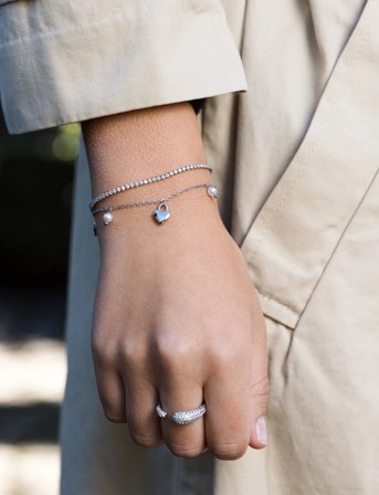 By Jolima Heart Locker Mix Bracelet - Silver - ONE SIZE 15 cm