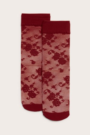 Kappahl | Cienkie skarpetki z koronkowym wzorem | Czerwony