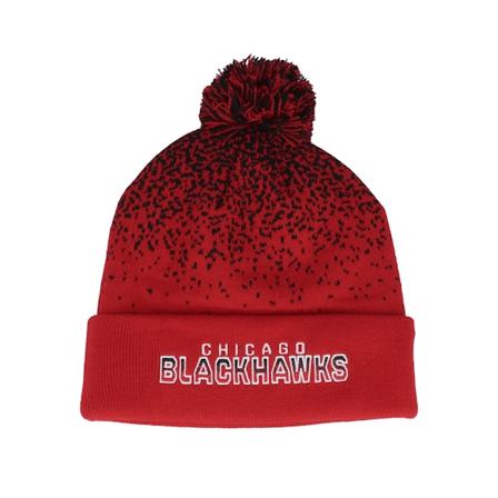 Fanatics - NHL Rot pom Mütze - Chicago Blackhawks Iconic Gradiant Beanie Athl Red Pom @ Hatstore