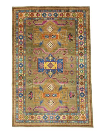 Tapis Kazak Fine 195X291 Marron/Gris Foncé (Laine, Afghanistan)