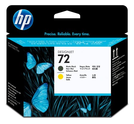 HP 72 DesignJet-skrivhuvud, mattsvart/gul, 808736779623