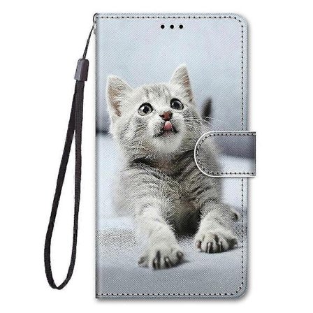 Telefondeksel for Xiaomi Redmi Note 11 Pro Malt Flip Magnetisk Coque Etui Forseglingsboks - Grå Katt
