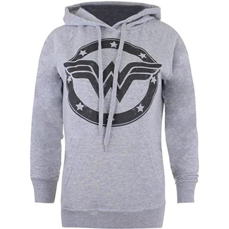 Wonder Woman Dam/dam Hoodie Med Logotyp I Metall Xl Sportgrå