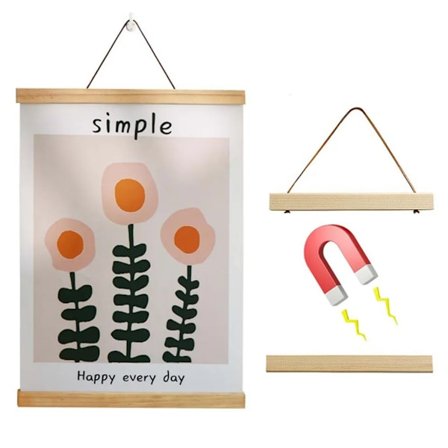 Julistelista, magneettinen julistekuvan kehysripustin, valmistettu puusta valokuvajulistekuville, julistelista juliste ripustin (21CM)