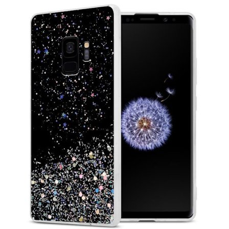 Fodral till Samsung Galaxy S9 Fodral i svart med glitterfodral Skyddande silikon TPU Glitter paljetter