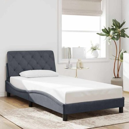 Bed Frame without Mattress Dark Grey 100x203 cm Velvet