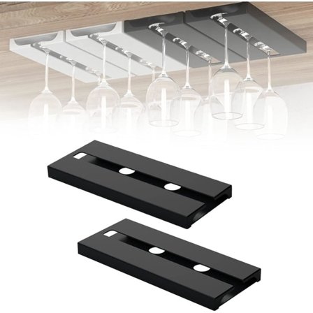 2-pak plast vinglasholdere, sort skab hængende vinglasholder