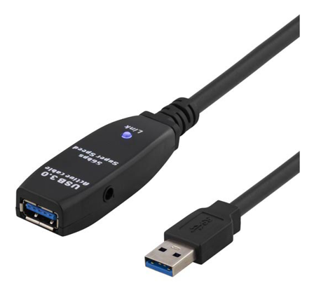 Deltaco USB3-1004 - USB-forlengelseskabel - USB-type A (hunn) til USB-type A (hann) - USB 3.0 - 7 m - aktiv - svart