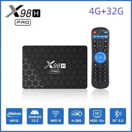 Android 12 Smart TV Box X98H Pro 4GB 32GB Allwinner H618 Dual WIFI Tuki 4K Netflix Youtube Digiboksi Mediasoitin
