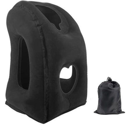 (Svart) Uppblåsbar Resepudde, Multifunktionell Uppblåsbar Kudde, Huvudstöd Resepudde, Multifunktionell Nackkudde