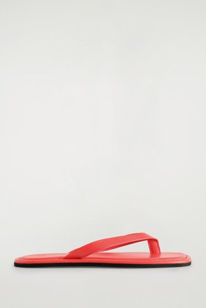COS Women's Leather Flip Flops in Red