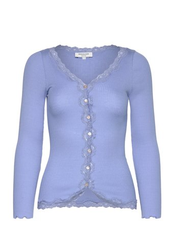 Rosemunde Rwbabette Silk Ls V-Neck Lace Cardi - Blue - XS