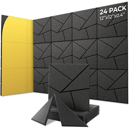 Lydabsorberende Akustikkpanel 12/24-pakning Selvklebende Lydisolering for Studio, Kontor & Hjem_TF_TF