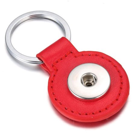 Mini nyckelring med runt läderöverdrag - Röd