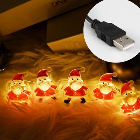 LED Julepynt Julenisse Ferie Atmosfære Layout Juletræ Ornamentale Festoon Lampelys Warm White USB-2M20led
