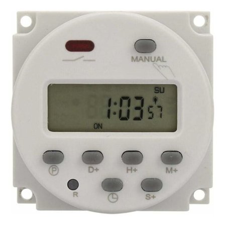 Programmerbar Mini Timer 1 Sekund til 168 Timer Elektronisk Automatisk Timer 5V 12V 24V 110V 220V Digital Væg/På Timer (12V DC)