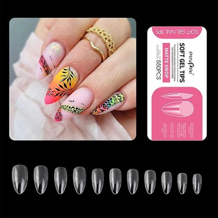 Kunstneriske falske negletips gennemsigtige falske negle tryk på falske negletips fuld dækning falske negletips til DIY hjemme salon #15