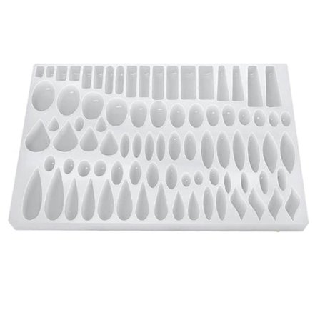 Silikonform for øredobber med 41 parformer, rektangelformet dråpe UV-harpiksform, Cabochon smykkelagingsform