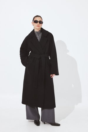 NA-KD klassischer Mantel aus Wollmischung mit Gürtel - Winterjacken - Schwarz - EU 44