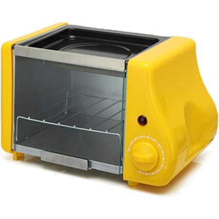Mini elektrisk ovn, grillbar brødrister timer maker, multifunksjonell hjem to-i-ett frokostmaskin