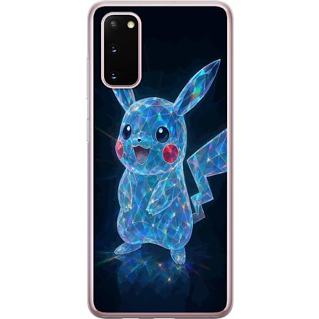 Kompatibelt Mobildeksel til Samsung Galaxy S20 Funklende krystallfigur i blått med holografiske refleksjoner, søt karakter som lyser mot mørk bakgr