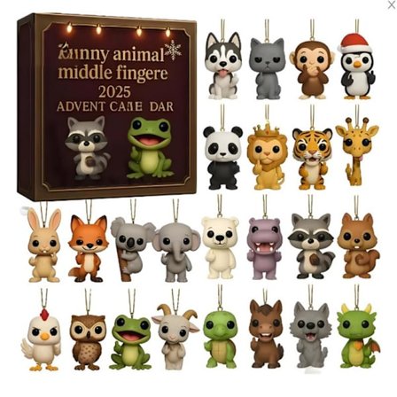 Jul Adventskalender 2025 - Djur (2D plan, julgransprydnader)