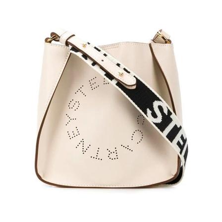 Stella McCartney, Shoulder Bag With Perforated Logo Beige, Dames, Maat:ONE Size,leer