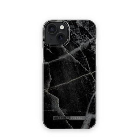 Printed Case MagSafe iPhone 15 Plus Black Thunder Marble