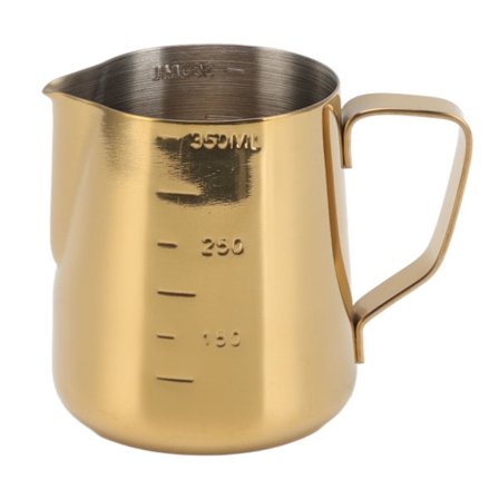 Maidonvaahdotuskannu 304 Ruostumaton teräs Kahvin höyrytyskulho Kaksoisasteikko 350ML Kulta Latte Art