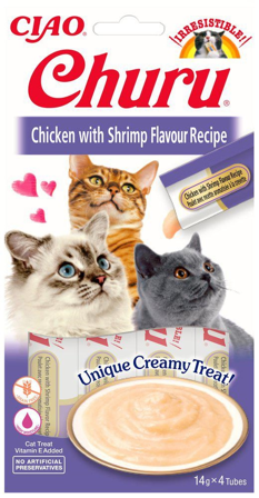 Churu - Cat Creamy Treat Chicken with Shrimp flavor 4-pk. - Katt - Kattegodteri & kattegress - Belønningsgodbiter katt - ZOO.no