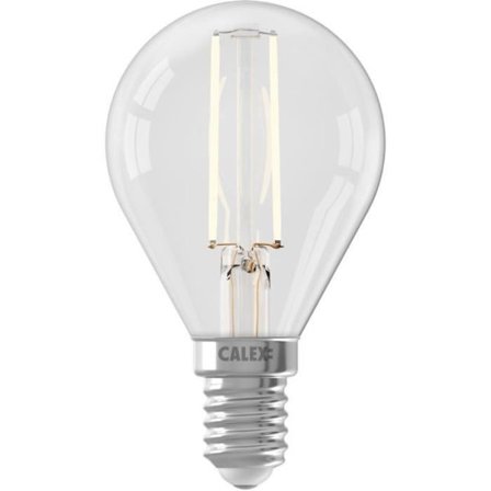LED pære E14 - CALEX - BALL P45 - Lige filament - 3,5 W - 250 lm - 2700 K - Dæmpbar - Gennemsigtig