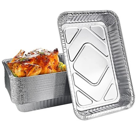 25 st stora fyrkantiga aluminiumfat Grilltillbehör Aluminiumfolie Fat för Picknick BBQ Ugn (Silver)