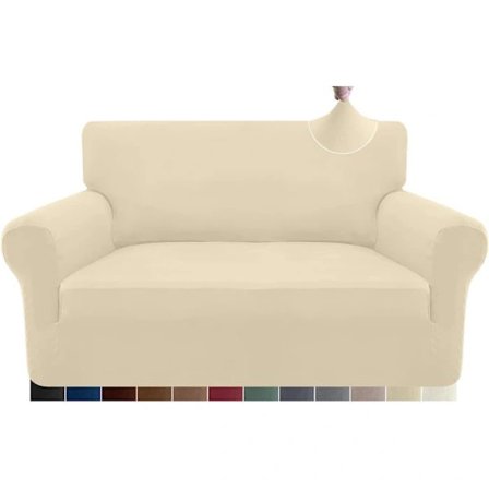Stretch Sofföverdrag 2-sits Halkfritt Möbelskydd för Hundar och Husdjur (2-sits, Beige)