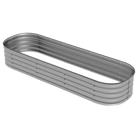 Høyt bed i metall plantekasse 195x62x30cm DIY blomsterkasse med åpen bunn for hagebalkong Sølv_NN