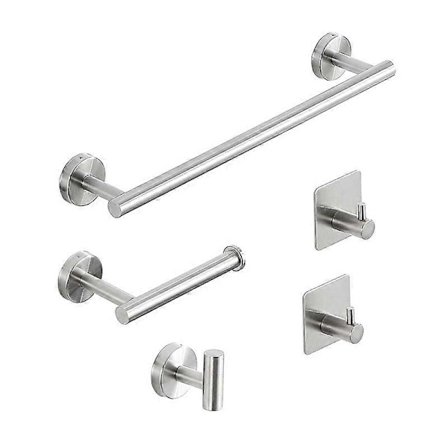 Set med 5 Badrumshanddukshängare Handdukshängare Toalettpappershållare Ring Handdukskrok Handdukshållare Rostfritt stål