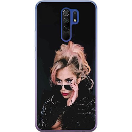 Kompatibelt Mobildeksel til Xiaomi Redmi 9 Lady Gaga portrett med solbriller og dramatisk sminke i mørk glamorøs stil