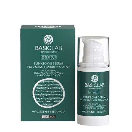 Basiclab - Spot serum för mikroinflammatoriska lesioner med 7% aha/bha, 3% azelainsyra och laktoferrin, 15ml