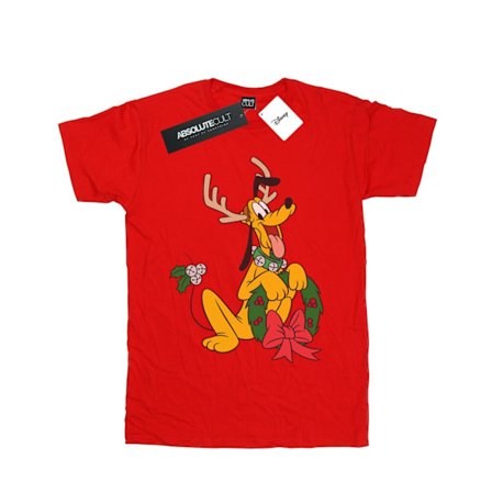 Disney Mens Pluto Christmas Reindeer T-Shirt L Röd