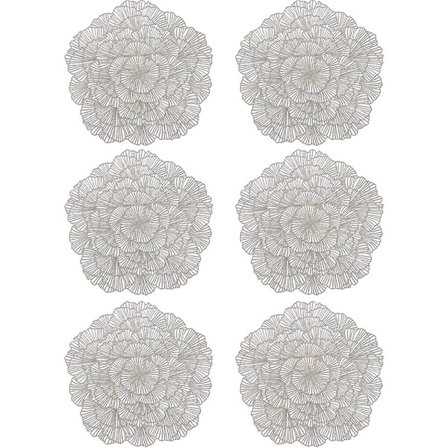 6 st Bladformade Bordstabletter, Tvättbara Bordstabletter Värme- och Fläckbeständiga Mattor Miljövänliga, Guld